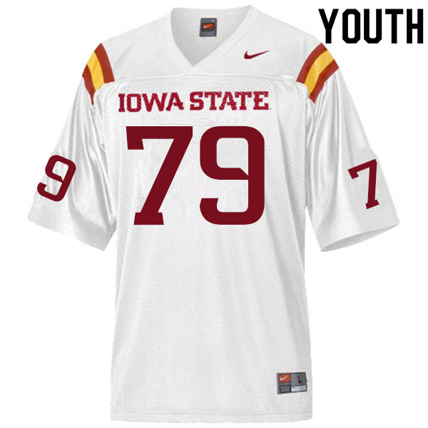 Youth #79 Mason Skovgard Iowa State Cyclones College Football Jerseys Sale-White - Click Image to Close